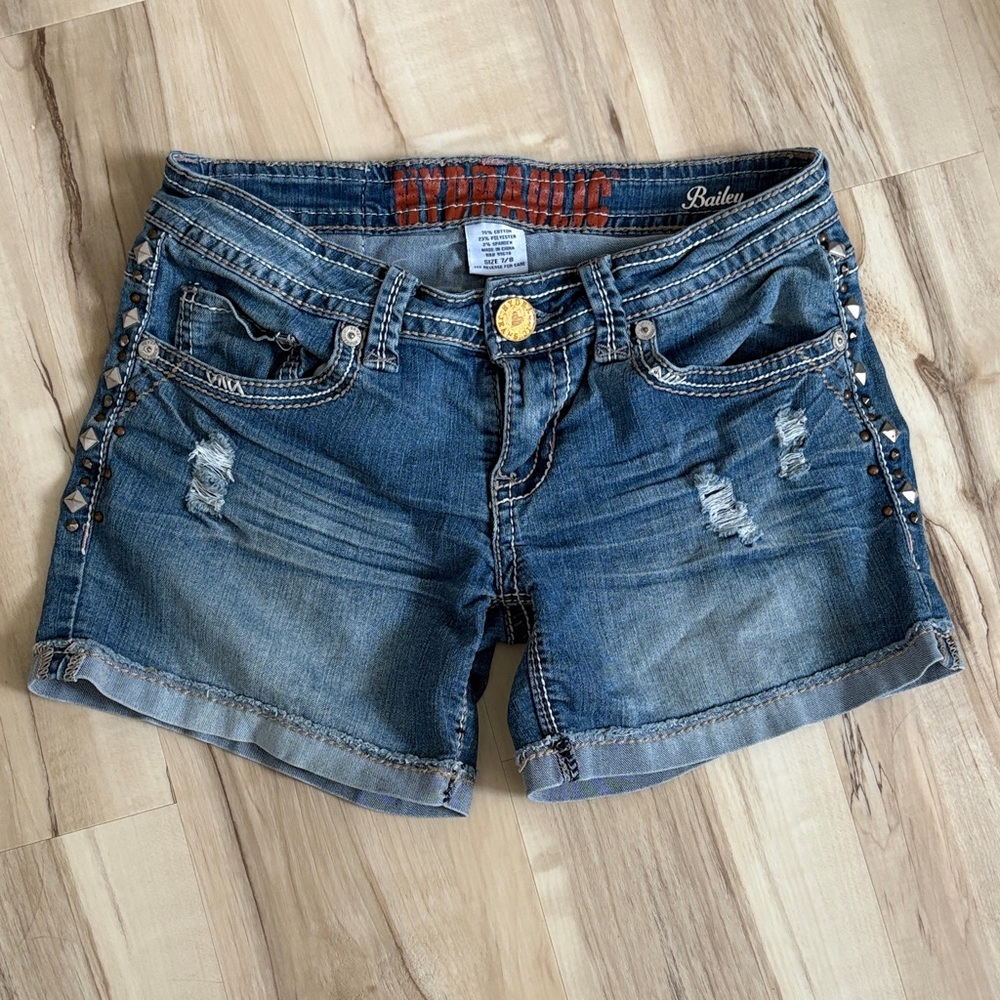 Hydraulic Women's Distressed Blue Jean Shorts